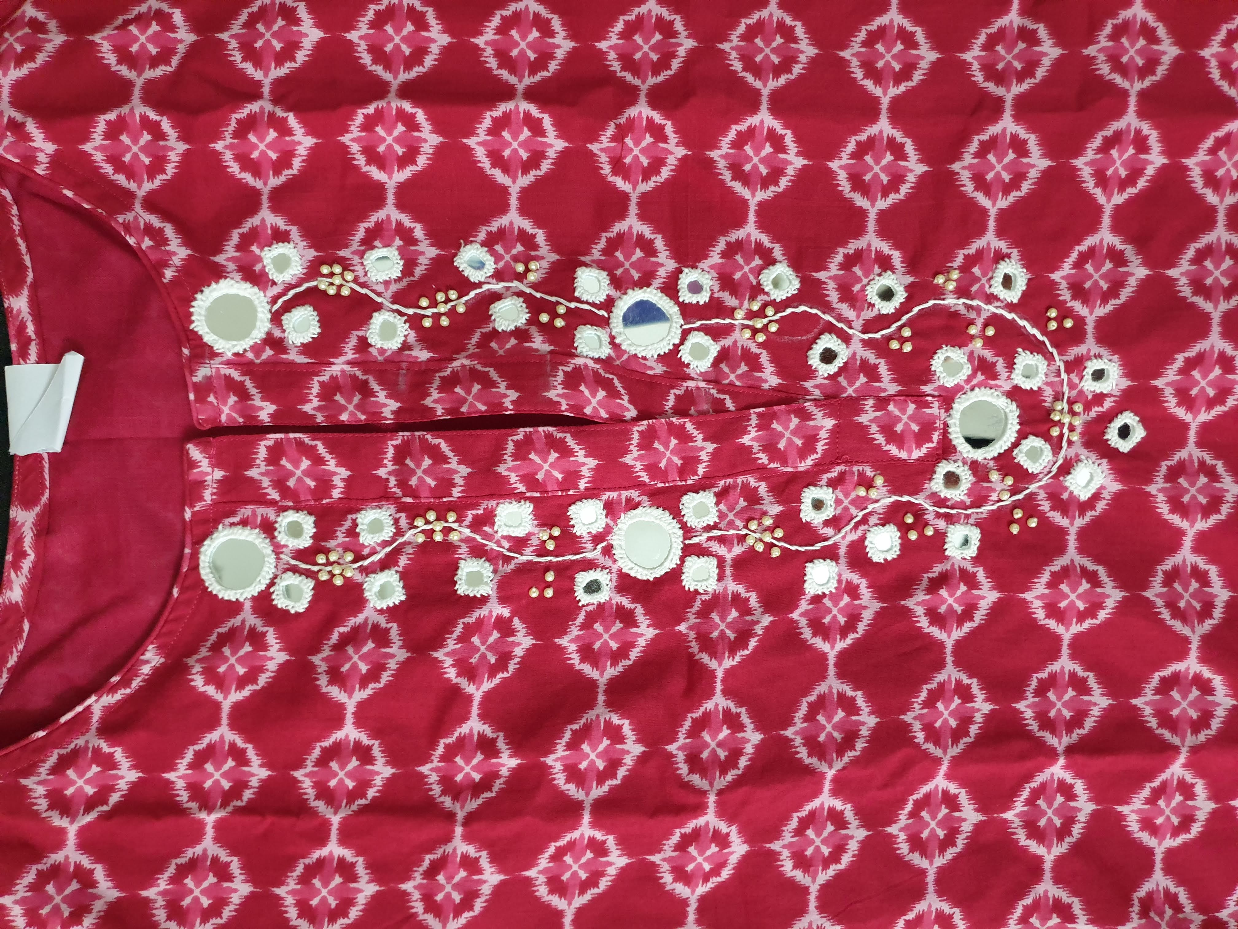 Mirror Work Kurti Rani Pink